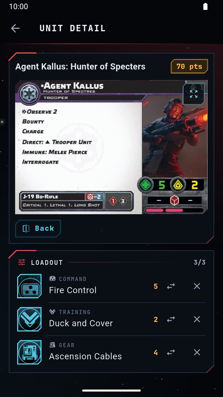 Unit detail screen